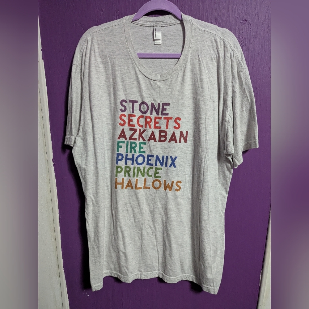 💜 American Apparel Heathered Grey Harry Potter Short Sleeve Graphic Tee 2X